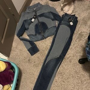 Stylish Blue Denim Jacket and Jeans Set